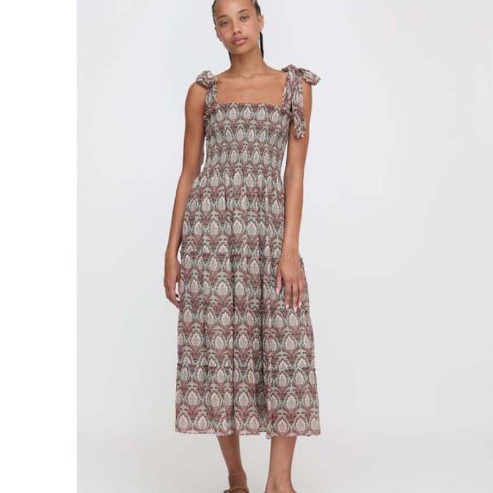 Hill House Brown and Cream Maxi Dress